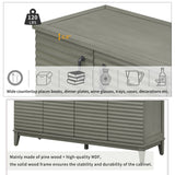 TREXM side panel with 4-door large storage buffet, adjustable shelves and metal handles (antique gray)