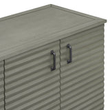TREXM side panel with 4-door large storage buffet, adjustable shelves and metal handles (antique gray)