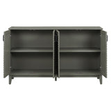 TREXM side panel with 4-door large storage buffet, adjustable shelves and metal handles (antique gray)