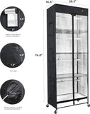 WORTH Mini Greenhouse with LED Grow Lights & Digital Thermo-Hygrometer – Portable Indoor Plant Grow Tent with Oxford Fabric Cover, Adjustable Shelves, Casters & Ventilation Flaps for Seed Starting