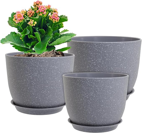 modern plastic plant pots 10/9/8 inch Plant Pots, Set of 3 Modern Decorative Plastic Planters wi – Grow It Depot
