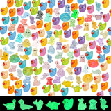 150 pcs Luminous Mini Resin Animal, Resin Ducks Figurines Glow in The Dark for Fairy Garden Accessories Miniature Figurines Aquarium Potted Decor - 11 Styles