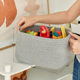 Small Cotton Rope Basket – Storage Bin for Organizing (10.6" x 6.7" x 6.7"), Bathroom Storage Basket for Shelf, Counter & Closet（Grey）
