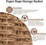 OIAHOMY Wicker Basket, Paper Shelf Basket with Built-in Handles, Rectangular Wicker Storage Bin for Pantry, Shelves, 1 Pack-Yellow