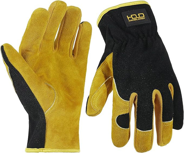 handlandy gardening gloves HANDLANDY Leather Work Gloves for Men & Women, Reinforced Durable Gard –  Grow It Depot