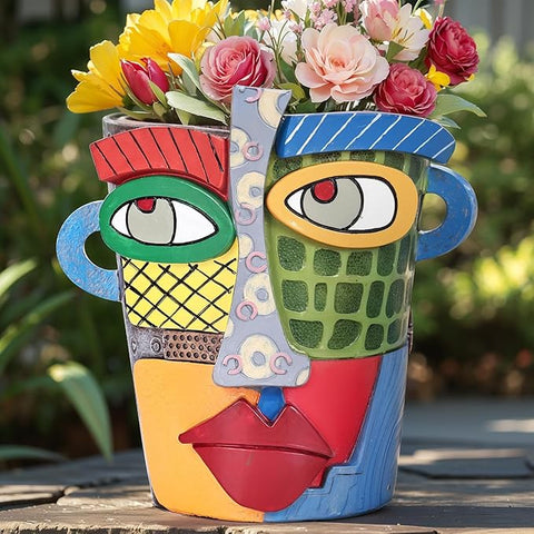 succulent pots with faces LCCCK Colorful Face Planter Funky Head Planters for Indoor Plants, Suc – Grow It Depot