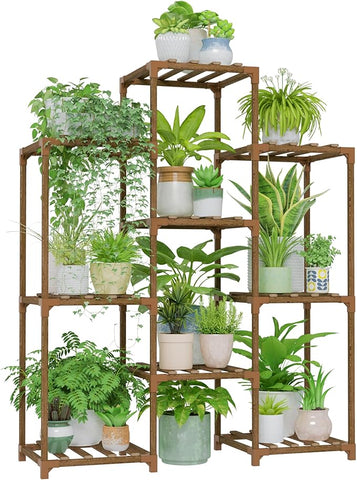 indoor wooden plant stands for multiple plants Bamworld Plant Stand Indoor Plants Shelf Outdoor Wood Plant Rack for 4 – Grow It Depot