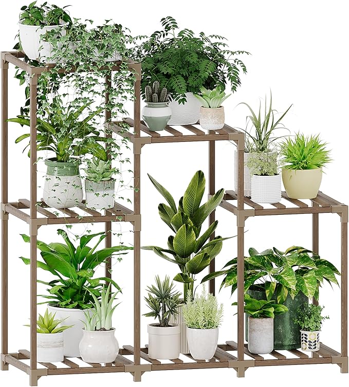 Bamworld Plant Stand Indoor Wood Plant Shelf Tiered Plant Rack for Mul ...