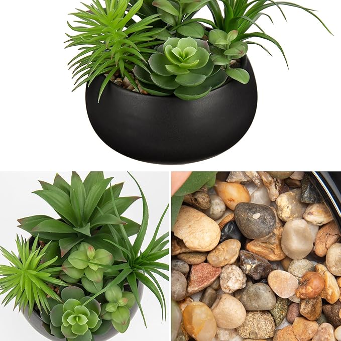 faux succulents in black pots Fake Plants Artificial Succulents in Pots Faux Succulent Arrangement P –  Grow It Depot