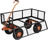 Heavy Duty Steel Garden Cart, 900 LBS Capacity 3 in 1 Pullable Garden Wagon with 10" Wheels, for Gardening Soil, Tools, and Plant Transport