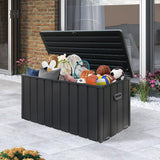Domi 120-Gallon Outdoor Storage Box – Waterproof, Lockable Storage Cabinet with Resin Lid for Patio Furniture, Garden Tools & Pool Supplies – Large Metal Storage for Cushions, Toys & More