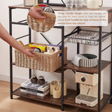 OIAHOMY Wicker Basket, Paper Shelf Basket with Built-in Handles, Rectangular Wicker Storage Bin for Pantry, Shelves, 1 Pack-Yellow
