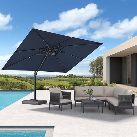large rectangle umbrella for patio PURPLE LEAF 9' X 11.5' Rectangle Patio Umbrella Outdoor Large Aluminum – Grow It Depot