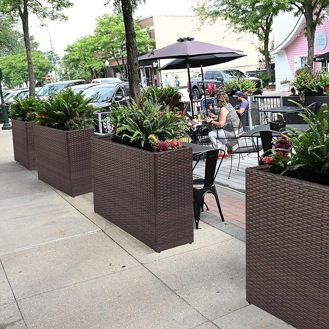 LEWIS&WAYNE Large Rectangular Block Planter Box Handmade Wicker Tall P ...