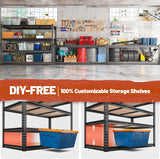 REIBII 48" W Garage Shelving Heavy Duty 2550 LBS Storage Shelves 4 Tier Heavy Duty Shelving, Adjustable Metal Shelves, Industrial Shelf for Garage, Warehouse, Pantry, 48" W x 60" H x 24" D