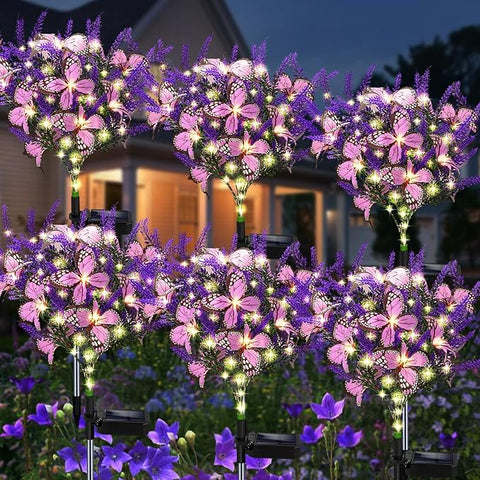 lavender lights plant Solar Garden Lights Outdoor, 6 Pack Solar Butterfly Lights Purple Lave – Grow It Depot
