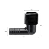3/4" MPT x 1/2" Barb Riser Flex Pipe Elbow 94360