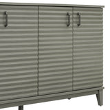 TREXM side panel with 4-door large storage buffet, adjustable shelves and metal handles (antique gray)