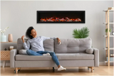 Amantii Symmetry Bespoke 100" Smart Electric Fireplace – Indoor/Outdoor Built-In with Bluetooth & Crackling Sound