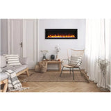 Amantii Symmetry Lumina 100" Smart Built-In Electric Fireplace – Indoor/Outdoor with LED Logset & Front Heat Vent