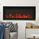 Amantii 33 inch Remii CLASSIC-SLIM-33 Black Steel Surround Classic Extra Slim Built In Electric Fireplace