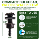 8mm BULKHEAD / Through-Hull Tank Connector - 2 Pack