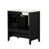 30" Bathroom Vanity with Sink, Bathroom Vanity Cabinet with Three Drawers and Door, Solid Wood and MDF, Black