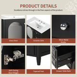 30" Bathroom Vanity with Sink, Bathroom Vanity Cabinet with Three Drawers and Door, Solid Wood and MDF, Black