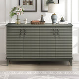TREXM side panel with 4-door large storage buffet, adjustable shelves and metal handles (antique gray)