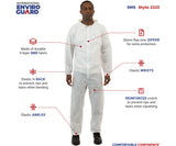 International Enviroguard White SMS Coverall with Elastic Wrist & Ankle, Size Large, case of 25