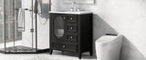 30" Bathroom Vanity with Sink, Bathroom Vanity Cabinet with Three Drawers and Door, Solid Wood and MDF, Black