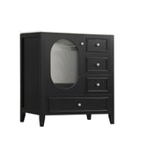 30" Bathroom Vanity with Sink, Bathroom Vanity Cabinet with Three Drawers and Door, Solid Wood and MDF, Black