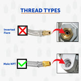 Flame King 1/4″ NPT Stainless Steel Braided Propane Pigtail Hose 2 Pack for RV Regulators, 18 inches