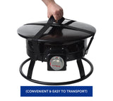 Flame King Outdoor Portable Propane Gas 19″ Fire Pit Bowl with Self Igniter Cover Carry Straps