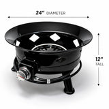 Flame King Outdoor Portable Propane Gas 24" Fire Pit Bowl with Self Igniter Cover Carry Straps