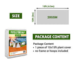 FrostWrap, Freeze and Crop Protection Plant Cover – 0.59 oz/yd2 (20 GSM) of Fabric Non-woven 10ft x 15ft Reusable Garden Floating Row Cover