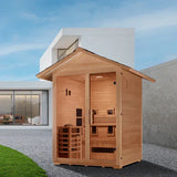 Golden Designs Carinthia Hybrid (PureTech™ Full Spectrum IR or Traditional Stove) Outdoor Sauna – Canadian Hemlock | GDI-8123-01 Carinthia | 3 Persons