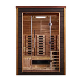 Golden Designs Nora Outdoor-Indoor PureTech™ Hybrid Full Spectrum Sauna – Canadian Red Cedar Interior | GDI-8222-01 Nora | 2 Persons