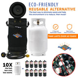 Flame King Propane Gas Hauler Kit 10lb Propane Tank, Adapter Hose and Insulated Protective Carry Case