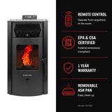 ComfortBilt HP50S Pellet Stove - Charcoal Grey/Black
