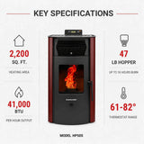 ComfortBilt HP50S Pellet Stove - Burgundy