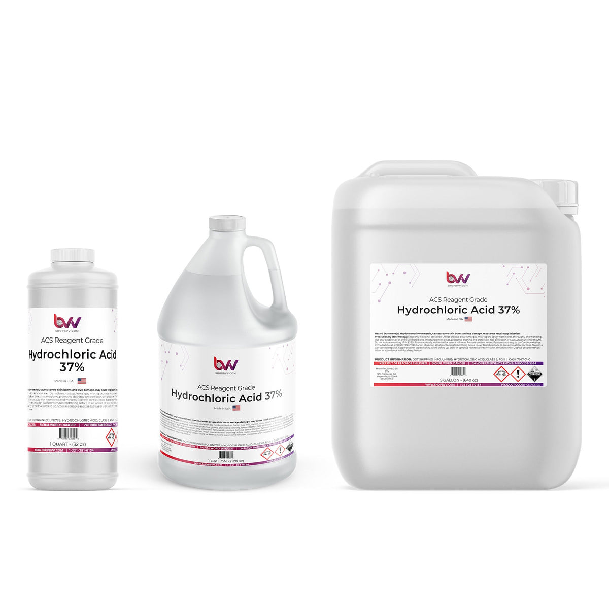 BVV™ Hydrochloric Acid 37% ACS Reagent Grade (HCL) - 15 Gallons – Grow ...