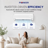 Pioneer® Diamante Pro™ 12,000 BTU 20 SEER2 115V High-Wall Ductless Mini-Split Air Conditioner Inverter Heat Pump with 16 Ft. Kit
