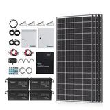 Renogy Complete Cabin Solar Kit 1200W 2500W | Optional 9.6kWh Deep-Cycle AGM / LiFePO4 Batteries