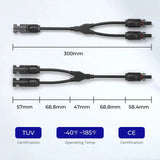 Solar Connectors Y Branch Parallel Adapter Cable MMF+FFM Pair