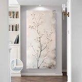 1 Piece framed minimalist white floral wall art - Large Canvas Print with Wooden Frame，Texture Background Poster Suitable Li