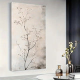 1 Piece framed minimalist white floral wall art - Large Canvas Print with Wooden Frame，Texture Background Poster Suitable Li