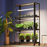 Spider Farmer Glow80 80W LED Grow Light and Metal Plant Stand with Trays