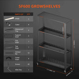 Spider Farmer SF600 and Growshelves Combo - Indoor LED Grow Light and Metal Plant Stand with Plant Trays