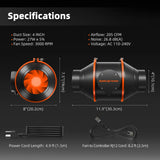 Spider Farmer SE4500 LED Grow Light + 2' 4" x 4' 8" Grow Tent + 4' Inline Fan Combo with GGS Controller Kits + 6" Clip Fan